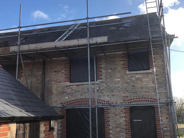 Roof Repairs carried out to Slated Outbuilding During Right Side - Bournemouth Roofing Dorset Poole Christchurch